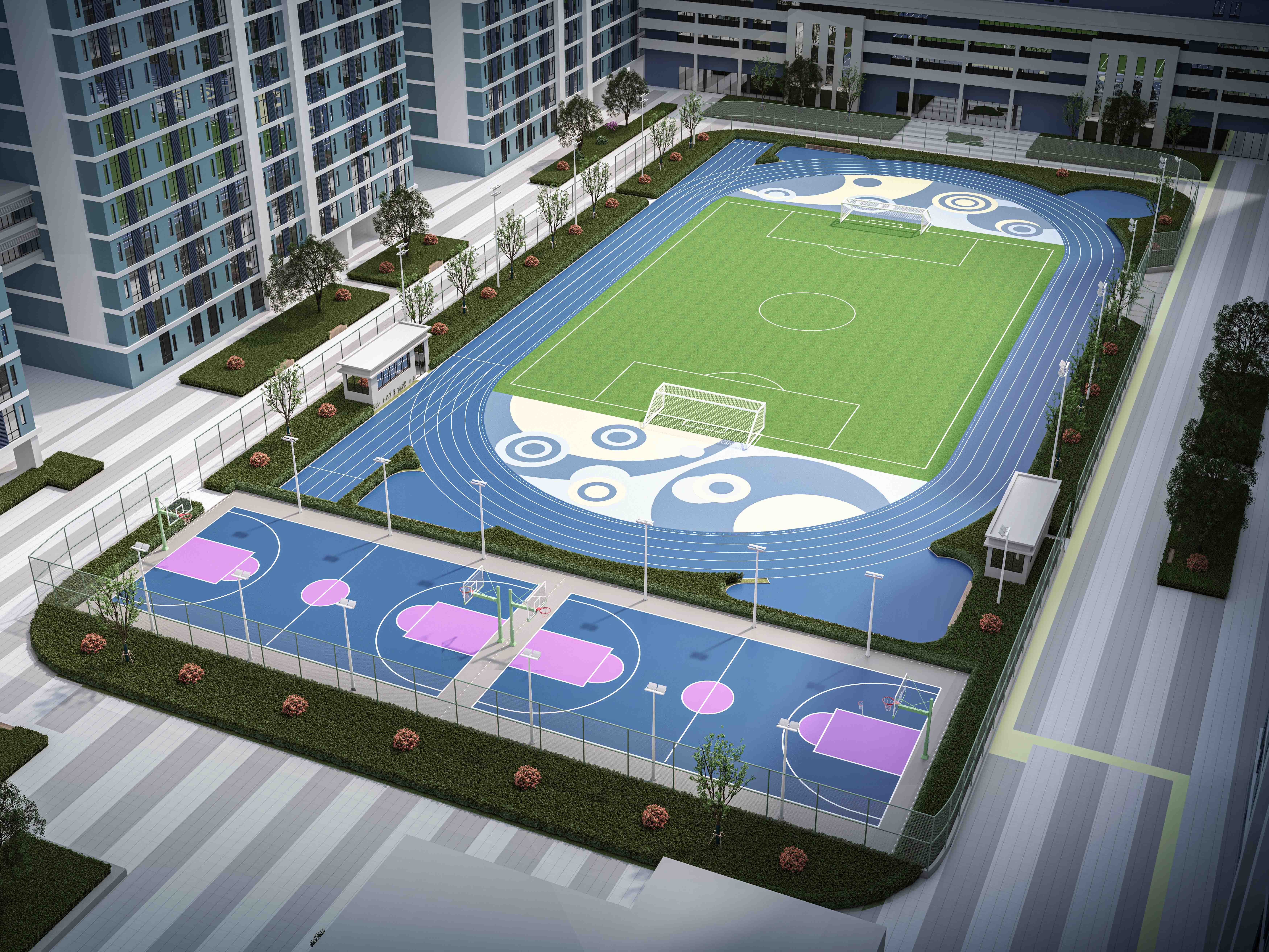 巴城立臻跑道、足球場、籃球場效果圖